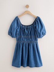 Mittelblau - Denim-Minikleid mit Puffärmeln - Bild 5 von 7