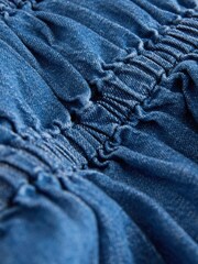 Mittelblau - Denim-Minikleid mit Puffärmeln - Bild 6 von 7