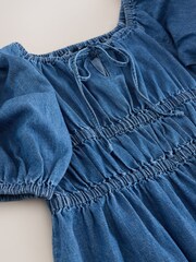 Mittelblau - Denim-Minikleid mit Puffärmeln - Bild 7 von 7