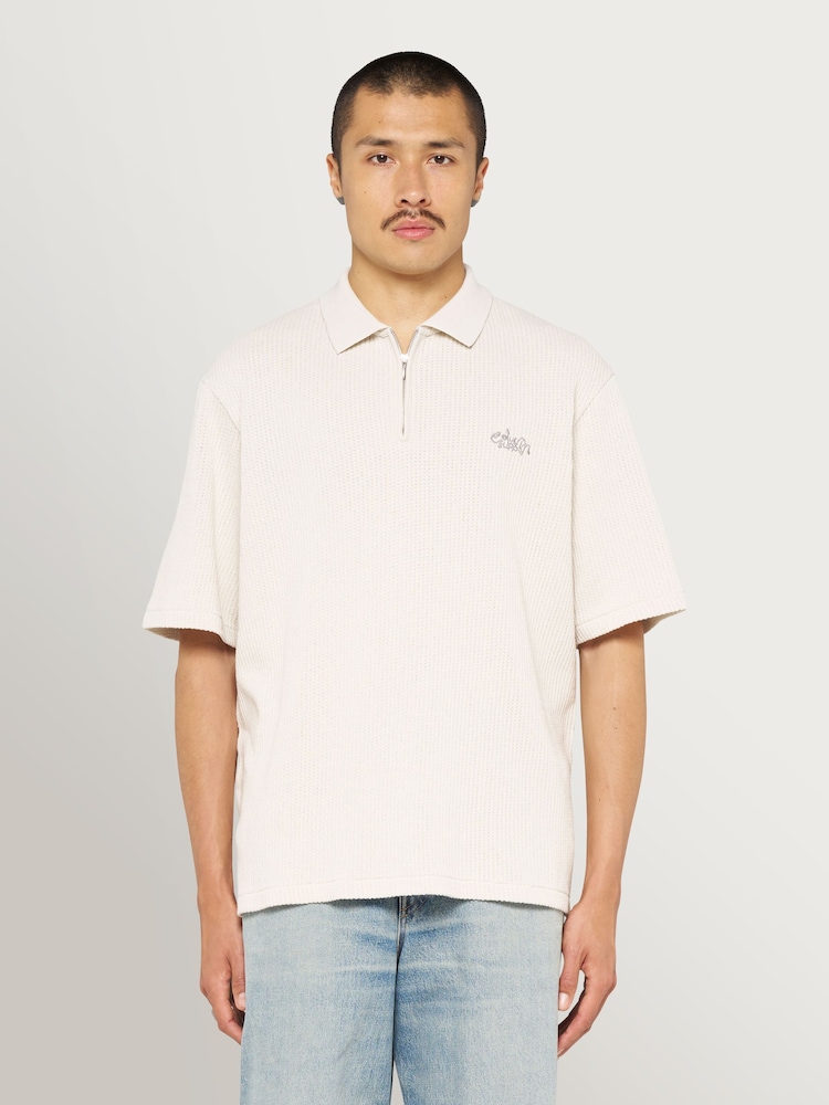 Edwin White Rick Jersey Mini Jacquard Polo Shirt - Image 1 of 8
