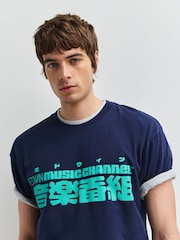 Edwin Blue Ongaku Graphic Print T-Shirt - Image 5 of 7
