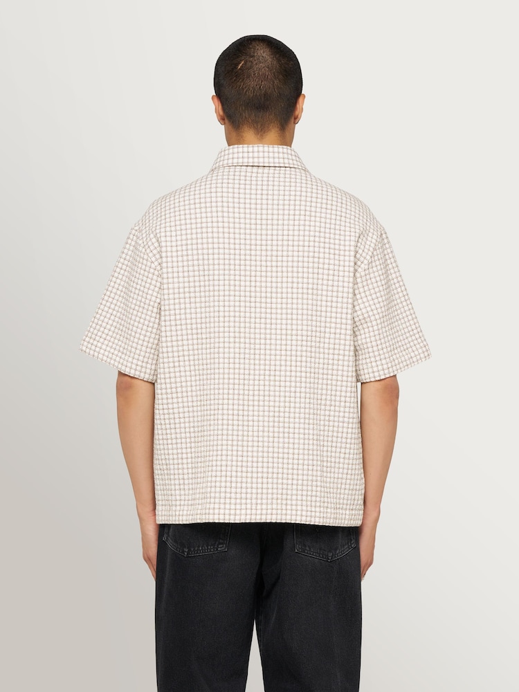 Edwin White Zed Checked Waffle Short Sleeve Shirt - Image 2 of 8