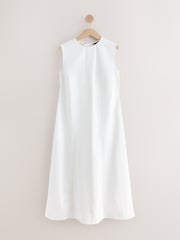 White Seamed Sleeveless Denim Maxi Dress - Image 1 of 3