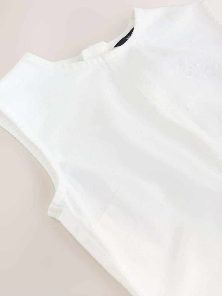 White Seamed Sleeveless Denim Maxi Dress - Image 3 of 3