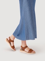 Pavers Brown Triple Strap Touch-Fastening Sandals - Image 1 of 5