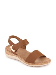 Pavers Brown Triple Strap Touch-Fastening Sandals - Image 3 of 5