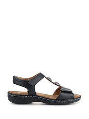Pavers Black Leather Dual-Touch Fastening Sandals - Image 2 of 5