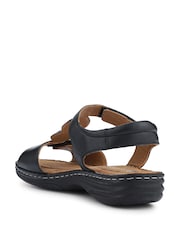 Pavers Black Leather Dual-Touch Fastening Sandals - Image 4 of 5