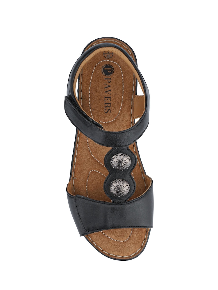 Pavers Black Leather Dual-Touch Fastening Sandals - Image 5 of 5
