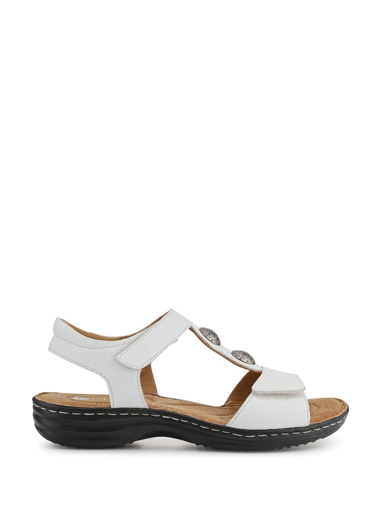 Pavers White Leather Dual-Touch Fastening Sandals - Image 2 of 5