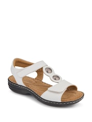 Pavers White Leather Dual-Touch Fastening Sandals - Image 3 of 5
