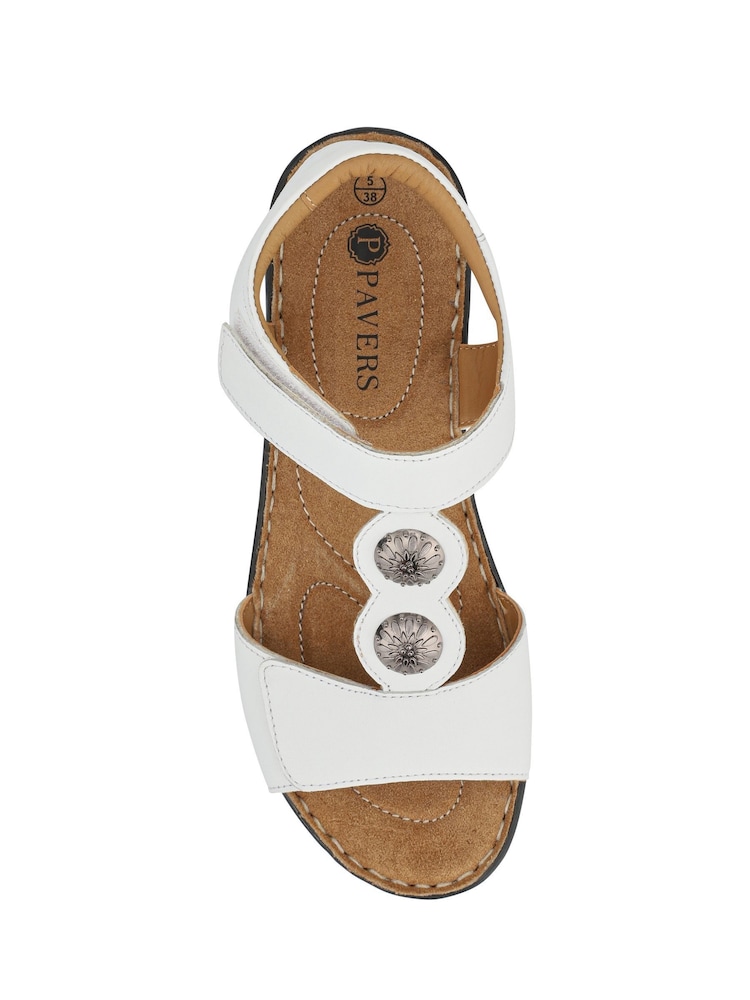 Pavers White Leather Dual-Touch Fastening Sandals - Image 5 of 5