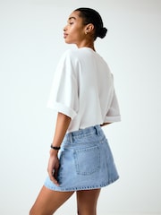 Mid Blue Denim Mini Skort - Image 3 of 8