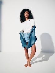 Mid Blue Denim Mini Skort - Image 6 of 8