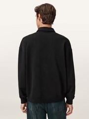 AllSaints Black Xander Polo Sweatshirt - Image 2 of 6