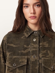 AllSaints Green Faye Flocked Dress - Image 2 of 7