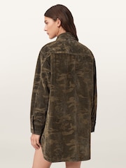 AllSaints Green Faye Flocked Dress - Image 6 of 7