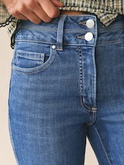 Σκούρο μεσαίο μπλε - Λεπτά Skinny τζιν που σηκώνουν και σχηματίζουν σχήμα - Εικόνα 4 του 8