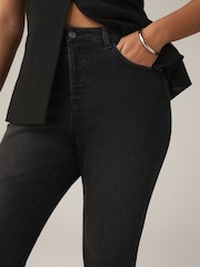 Washed Black Hourglass Cropped Bootcut Jeans - Image 5 of 10