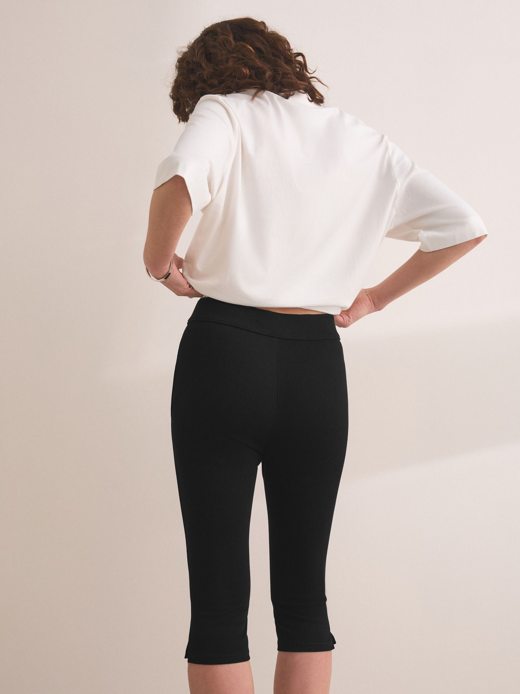 Buy Black Cropped Capri Jersey Denim Jean Leggings from Next USA