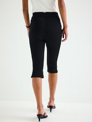 Black Jersey Denim Pedal Pusher Cropped Leggings - Image 3 of 7