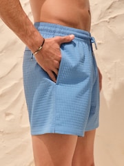 Light Blue Waffle Texture 5 Inch Swim Shorts - Image 5 of 10