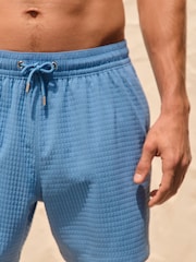 Light Blue Waffle Texture 5 Inch Swim Shorts - Image 6 of 10