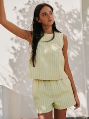 Amarillo de rayas - Denim Shell Top - Imagen 1 de 8