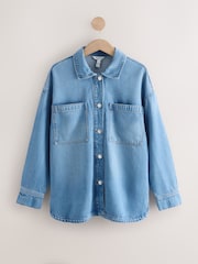 Mid Blue Denim Boyfriend Oversized Shirt - Image 6 of 8