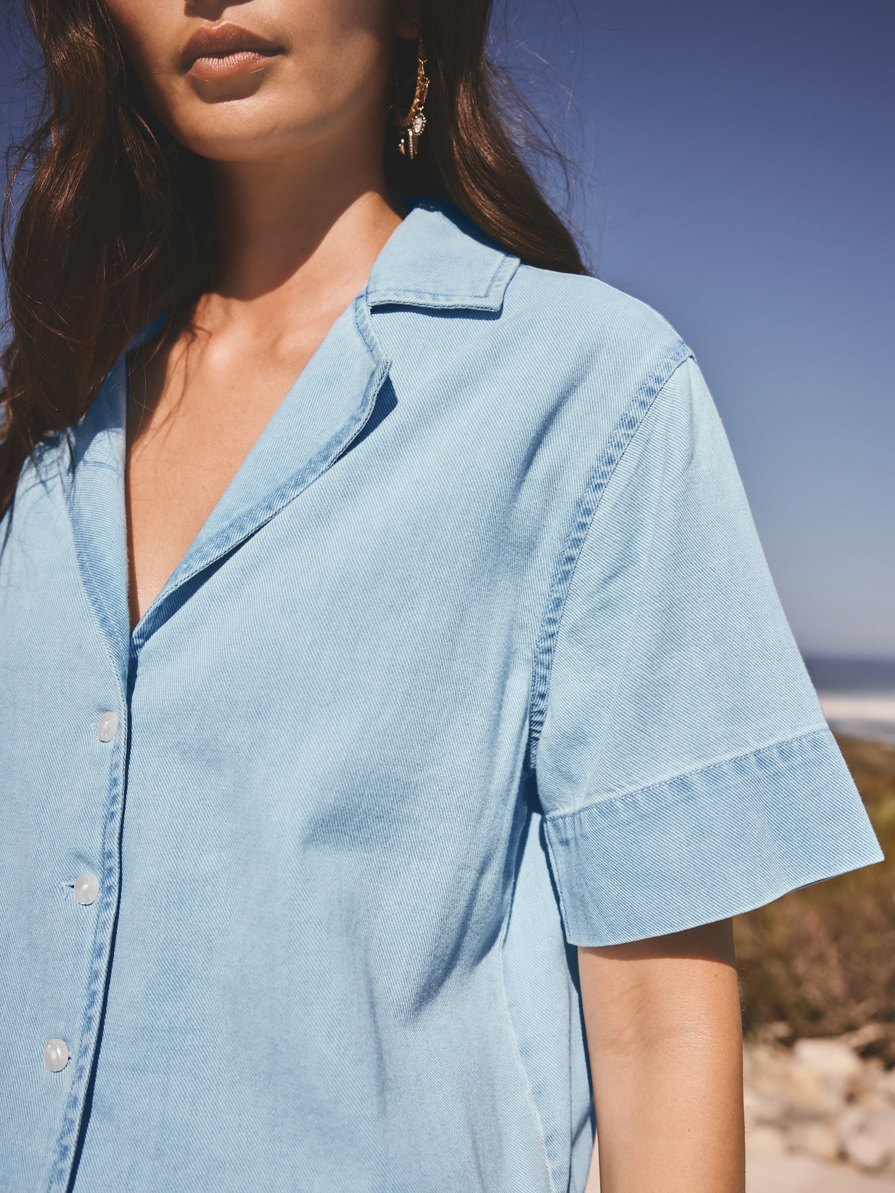 Buy Light Blue Short Sleeve Denim Shirt from Next Canada
