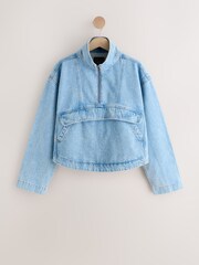 Light Blue Overhead Quarter Zip Denim Jacket - Image 6 of 8