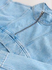 Light Blue Overhead Quarter Zip Denim Jacket - Image 8 of 8