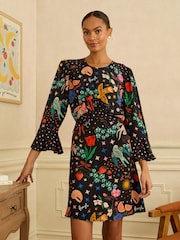 Love & Roses Crew Neck Peplum Mini Dress - Immagine 1 di 4