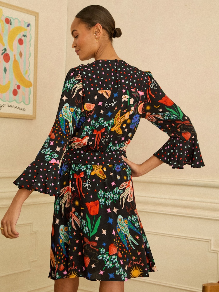 Love & Roses Crew Neck Peplum Mini Dress - Immagine 2 di 4