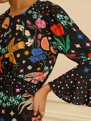 Love & Roses Crew Neck Peplum Mini Dress - Immagine 3 di 4