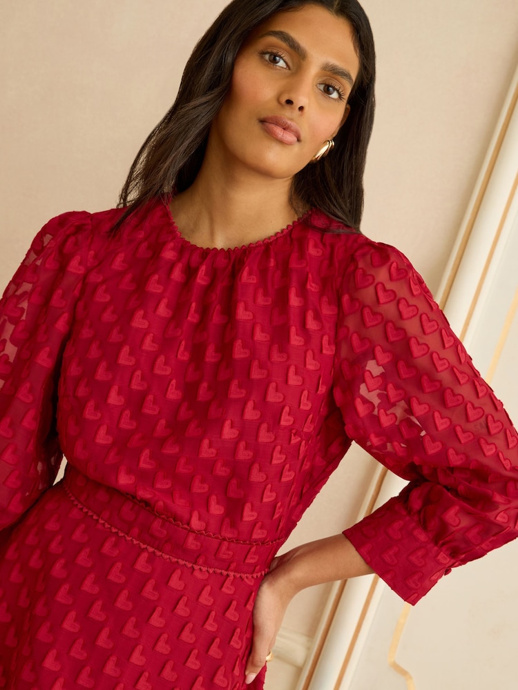 Red Heart 3D - فستان قصير بحافة رقبة مستديرة من Love & Roses - صورة 2 من 4