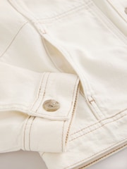 Ecru Fuller Bust Collarless Denim Jacket - Image 9 of 9