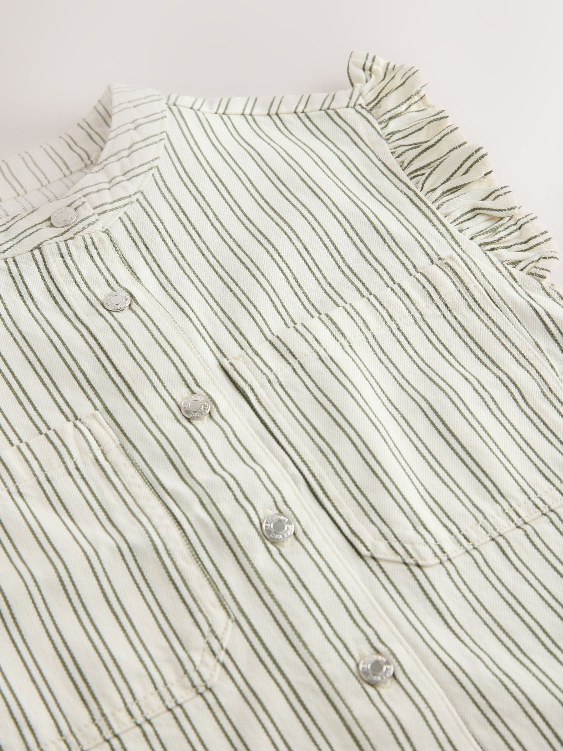 Buy Ecru/Green Stripe Frill Sleeve Denim Gilet from the Next UK