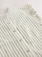 Ecru and Green Stripe Frill Sleeve Denim Gilet - Image 7 of 8