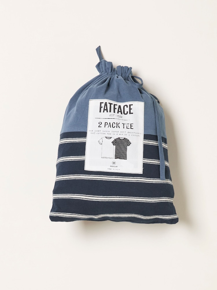 FatFace Blue Short Sleeve Stripe T-shirts 2 Pack - Image 7 of 7 FatFace Blue Short Sleeve Stripe T-shirts 2 Pack - Image 7 of 7