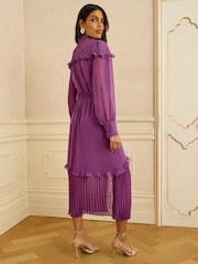 Love & Roses blondedetaljer Plissert chiffon Midikjole - Bilde 3 av 4