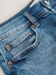 Mid Blue Split Hem High rise Denim Shorts - Image 3 of 4