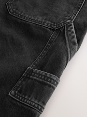 Black Utility Style Denim Jorts Shorts - Image 8 of 9