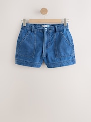 Dark Blue Denim Utility Shorts - Image 1 of 4
