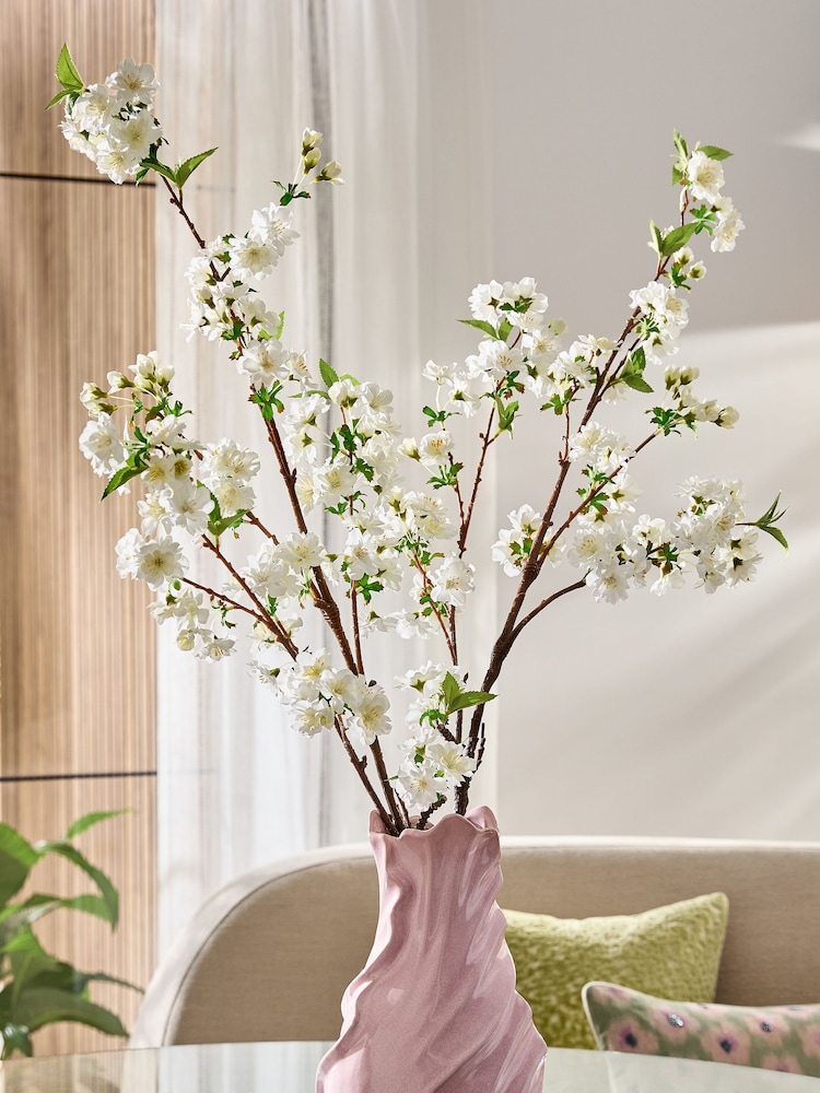 White Set of 2 Artificial Blossom Stems - Image 2 of 4 White Set of 2 Artificial Blossom Stems - Image 2 of 4