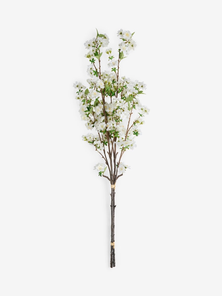 White Set of 2 Artificial Blossom Stems - Image 4 of 4 White Set of 2 Artificial Blossom Stems - Image 4 of 4