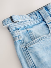 Bleach Blue Utility Style Denim Jort Shorts - Image 7 of 8