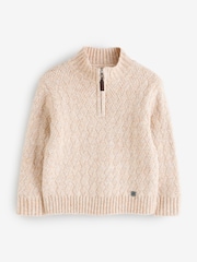 Angel & Rocket Natural Connor Cable Knit Zip Neck Jumper - Image 1 of 1