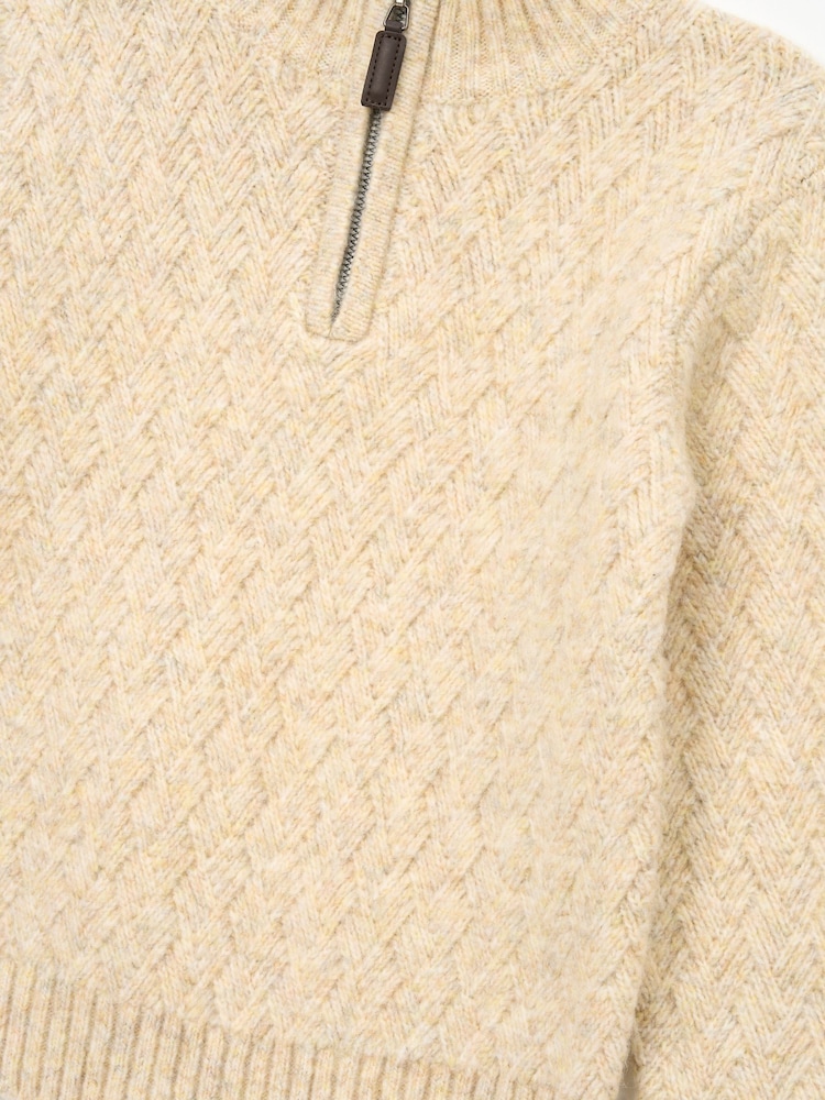 Angel & Rocket Natural Connor Cable Knit Zip Neck Jumper - Image 8 of 8 Angel & Rocket Natural Connor Cable Knit Zip Neck Jumper - Image 8 of 8