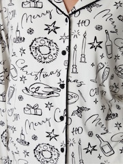 Threadbare Food Print Long Button Through Christmas Pyjamas 2 Piece Set - Imagen 5 de 5